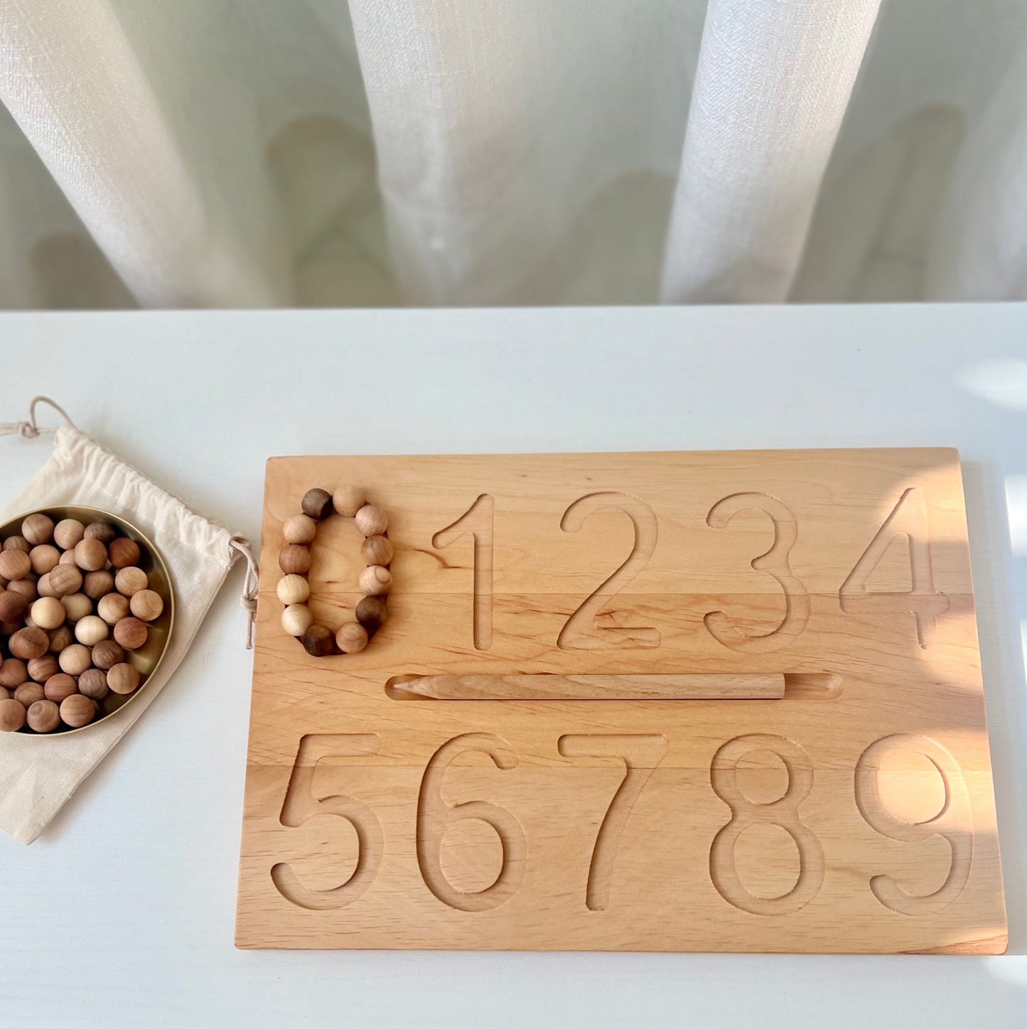 Wood Number Tracing & Counting Board