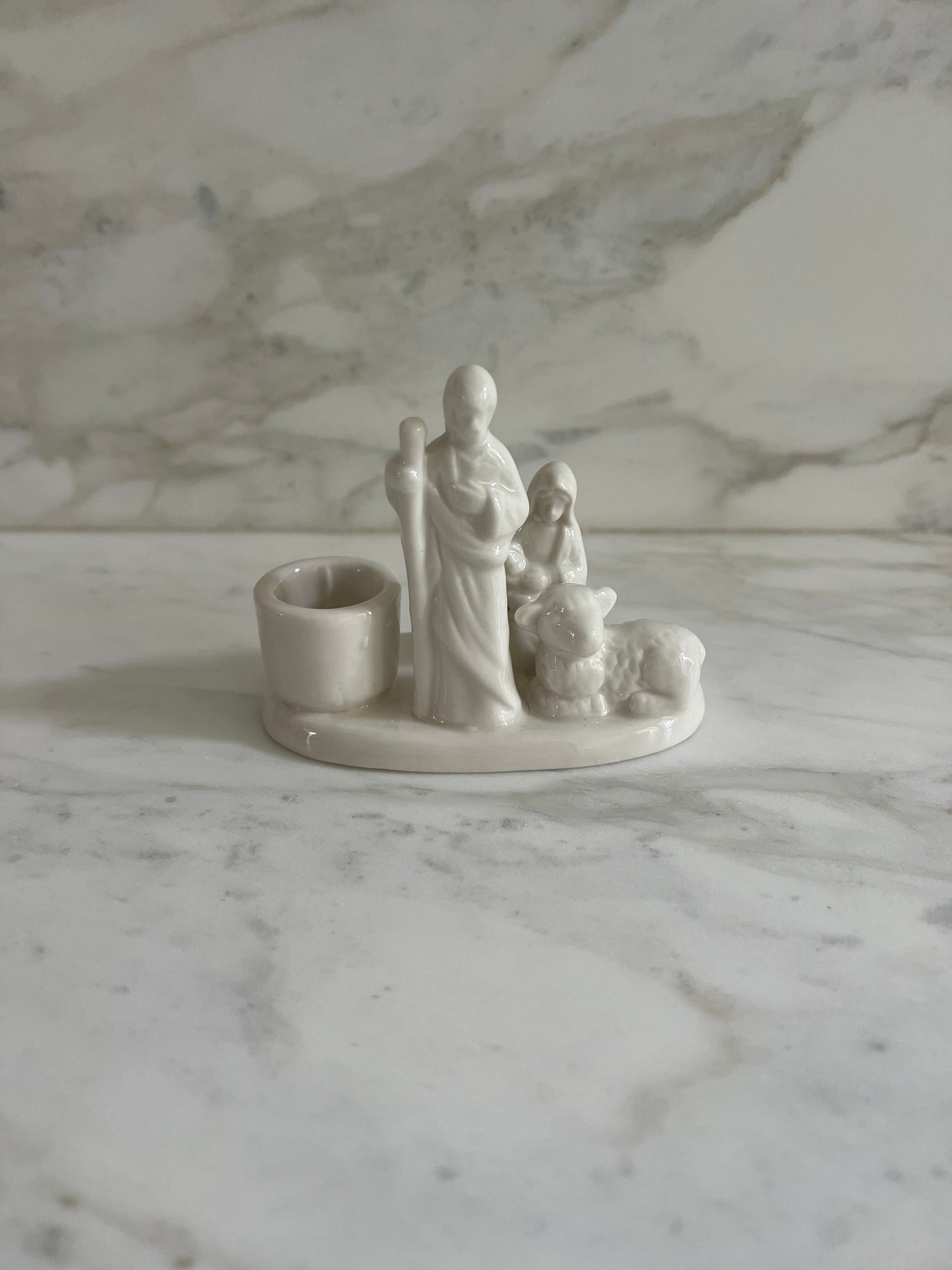 Stoneware Nativity Taper Holder