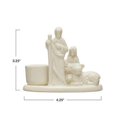 Stoneware Nativity Taper Holder