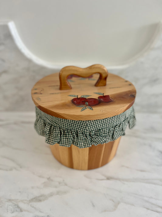 Vintage Wooden Apple Bushel Basket with Split Lid
