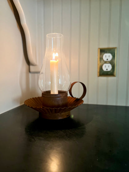 Chamberstick Candle Holder with Hurricane Glass