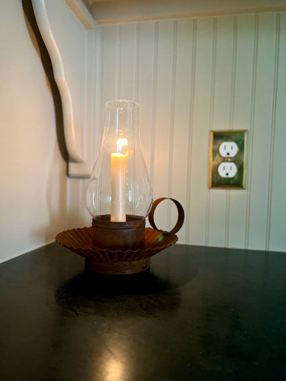 Chamberstick Candle Holder with Hurricane Glass