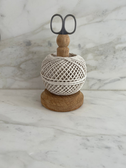 Oak Twine Holder with String & Scissors