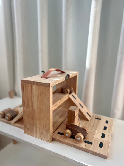 Portable Wooden Car Park Set