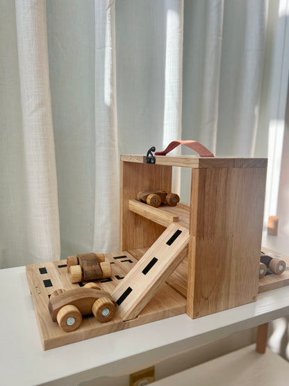 Portable Wooden Car Park Set