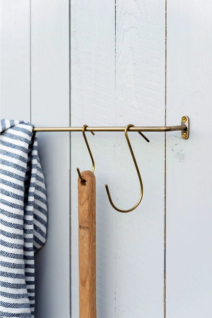 Brass Towel Bar & Brass "S" Hooks